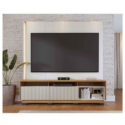 Estante Home Theater Ambiente Jordão Com Pés Off White Freijó - Colibri