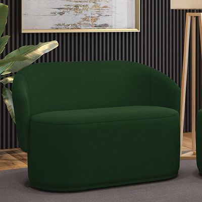 Sofá 2 Lugares Namoradeira Orgânica Para Sala Malu Suede Verde M11 - D'rossi