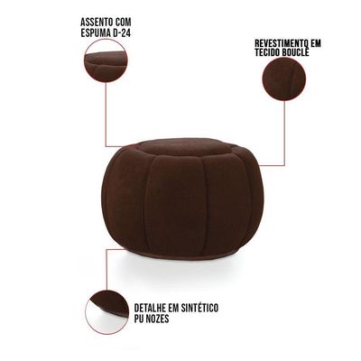 Sofá 2 Lugares Com Puff E Poltrona Orgânica Fixa Cloud Bouclê E03 - D'rossi Marrom