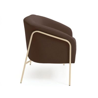 Sofá 2 Lugares Namoradeira Stella Industrial Alta Champanhe Suede D03 - D'rossi Cor Marrom