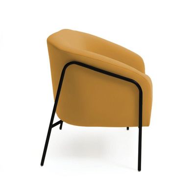 Sofá 2 Lugares Namoradeira Stella Base Industrial Alta Preta Veludo D03 - D'rossi Cor Mostarda