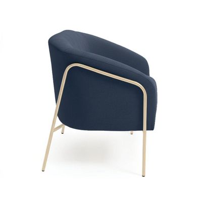 Sofá 2 Lugares Namoradeira Stella Industrial Alta Champanhe Suede Azul Marinho D03 - D'rossi