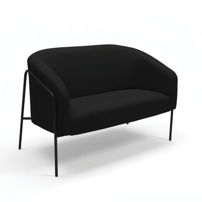 Sofá 2 Lugares Namoradeira Stella Base Industrial Alta Preta Sintético Pu D03 - D'rossi Preto