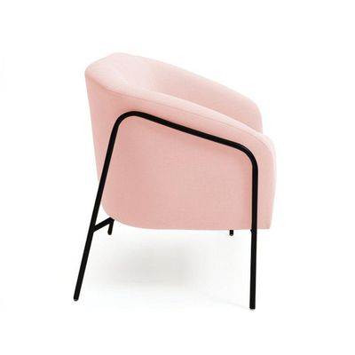 Sofá 2 Lugares Namoradeira Stella Base Industrial Alta Preta Suede D03 - D'rossi Cor Rosa Bebê