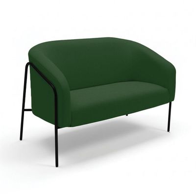 Sofá 2 Lugares Namoradeira Stella Base Industrial Alta Preta Suede D03 - D'rossi Cor Verde