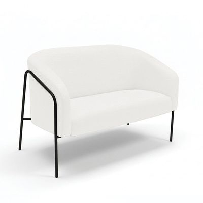 Sofá 2 Lugares Namoradeira Stella Base Industrial Alta Preta Sintético Pu D03 - D'rossi Branco