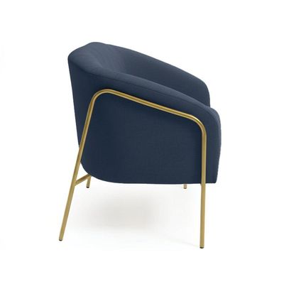 Sofá 2 Lugares Namoradeira Stella Base Industrial Alta Dourada Suede Azul Marinho D03 - D'rossi