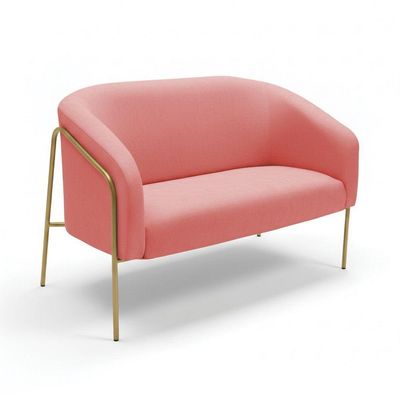 Sofá 2 Lugares Namoradeira Stella Base Industrial Alta Dourada Suede D03 - D'rossi Rose