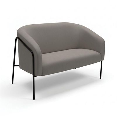 Sofá 2 Lugares Namoradeira Stella Base Industrial Alta Preta Suede D03 - D'rossi Cor Grafite