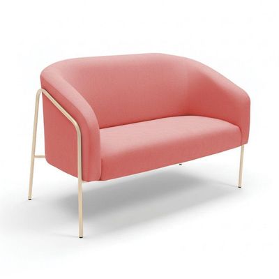 Sofá 2 Lugares Namoradeira Stella Industrial Alta Champanhe Suede D03 - D'rossi Cor Rose