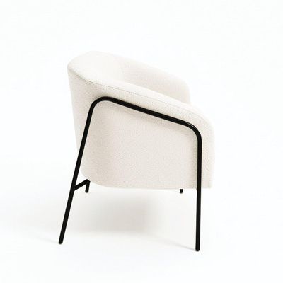 Sofá 2 Lugares Namoradeira Stella Base Industrial Alta Preta Bouclê D03 - D'rossi Cor Off White