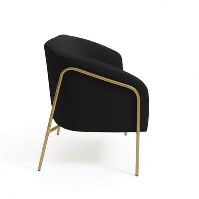 Sofá 2 Lugares Namoradeira Stella Base Industrial Alta Dourada Sintético Pu Preto D03 - D'rossi