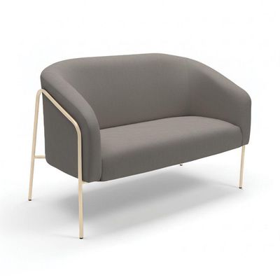 Sofá 2 Lugares Namoradeira Stella Base Industrial Alta Dourada Suede Grafite D03 - D'rossi