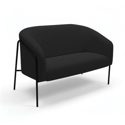Sofá 2 Lugares Namoradeira Stella Base Industrial Alta Preta Bouclê D03 - D'rossi Cor Preto