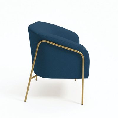 Sofá 2 Lugares Namoradeira Stella Base Industrial Alta Dourada Bouclê Azul D03 - D'rossi