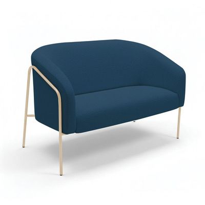 Sofá 2 Lugares Namoradeira Stella Base Industrial Alta Champanhe Bouclê D03 - D'rossi Azul