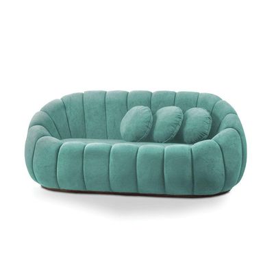 Sofá 2 Lugares Orgânico Para Sala Cloud Bouclê Azul Turquesa E03 - D'rossi