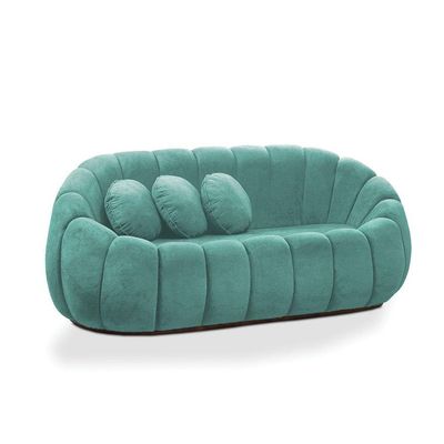 Sofá 2 Lugares Orgânico Para Sala Cloud Bouclê Azul Turquesa E03 - D'rossi
