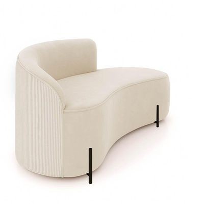 Sofá 2 Lugares Orgânico 160cm Pé Preto Morgan Cotelê Ext/veludo D03 - D'rossi Cor Bege