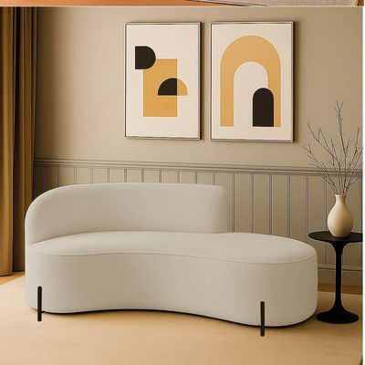 Sofá 2 Lugares Orgânico 160cm Pé Preto Morgan Cotelê Ext/veludo D03 - D'rossi Cor Bege