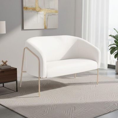 Sofá 2 Lugares Namoradeira Stella Industrial Alta Champanhe Sintético Branco D03 - D'rossi
