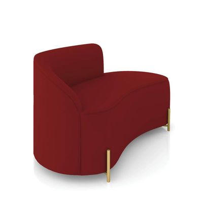 Sofá 2 Lugares Orgânico 140cm Pé Ferro Dourado Morgan Veludo Marsala