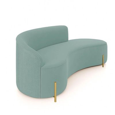 Sofá 4 Lugares Orgânico 220cm Pé Dourado Morgan Cotelê Ext/veludo D03 - D'rossi Cor Menta