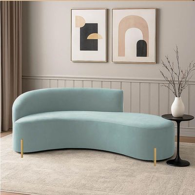 Sofá 4 Lugares Orgânico 220cm Pé Dourado Morgan Cotelê Ext/veludo D03 - D'rossi Cor Menta