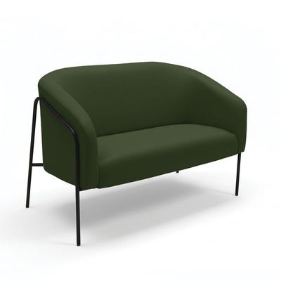 Sofá 2 Lugares Namoradeira Stella Base Industrial Alta Preta Sintético Pu D03 - D'rossi Verde