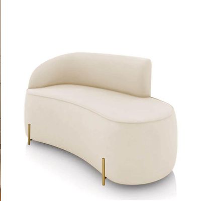 Sofá 2 Lugares Orgânico 140cm Pé Dourado Morgan Cotelê Ext-veludo Bege D03 - D'rossi