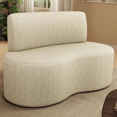 Sofá 2 Lugares Orgânico Para Sala De Estar Living Larissa L02 Linho Bege - Lyam Decor