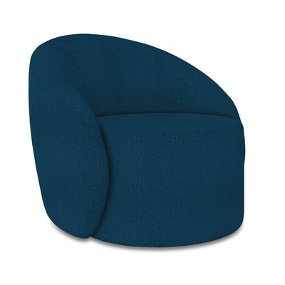 Sofá 3 Lugares Orgânico 180cm Morgan E 2 Poltronas Lua Bouclê Azul D03 - D'rossi