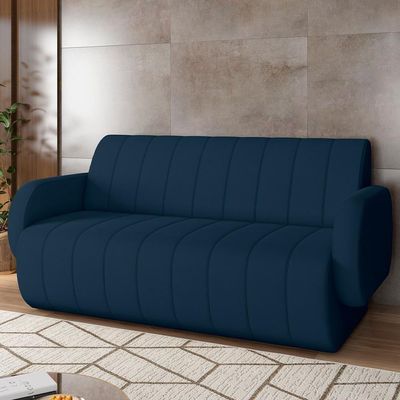 Sofá 2 Lugares Sala Living Orgânico 148cm Fávara K01 Veludo Azul Marinho - Lyam Decor