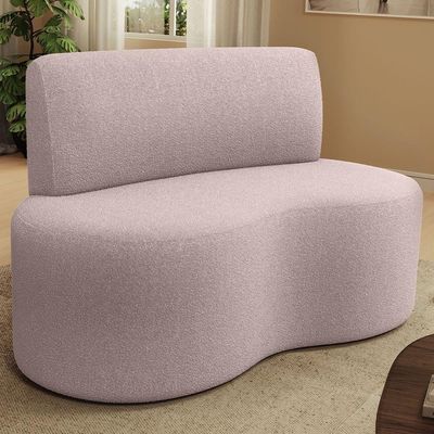 Sofá 2 Lugares Orgânico Para Sala De Estar Living Larissa L02 Bouclê Rosê - Lyam Decor