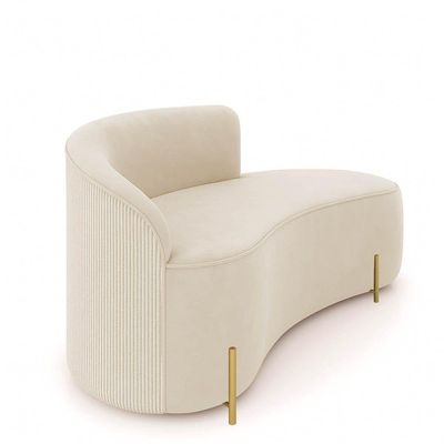 Sofá 2 Lugares Orgânico 140cm Pé Dourado Morgan Cotelê Ext/veludo D03 - D'rossi Cor Bege