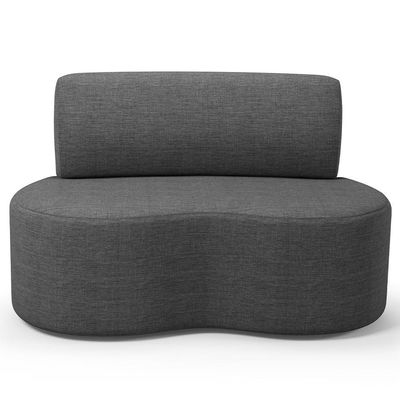 Sofá 2 Lugares Orgânico Para Sala De Estar Living Larissa L02 Linho Cinza Escuro- Lyam Decor