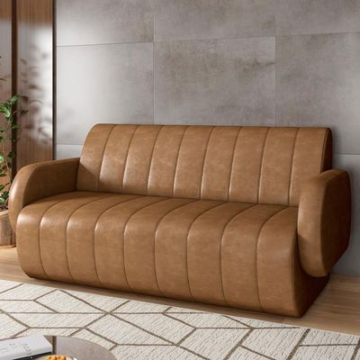 Sofá 2 Lugares Sala Living Orgânico 148cm Fávara K01 Couríssimo Whisky - Lyam Decor