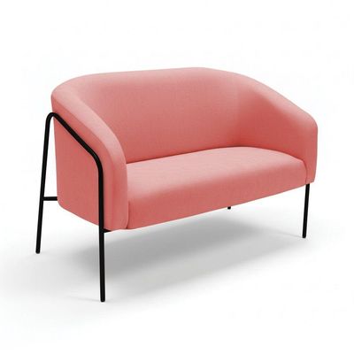 Sofá 2 Lugares Namoradeira Stella Base Industrial Alta Preta Suede D03 - D'rossi Cor Rose