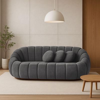 Sofá 2 Lugares Orgânico Para Sala Cloud Bouclê E03 - D'rossi Cinza Escuro