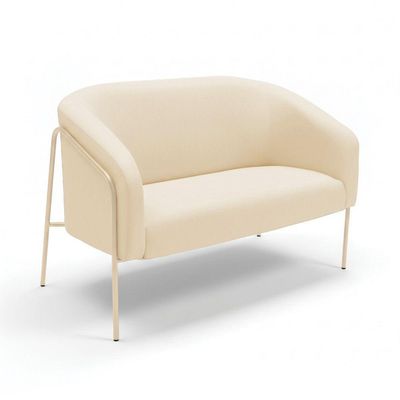 Sofá 2 Lugares Namoradeira Stella Industrial Alta Champanhe Suede D03 - D'rossi Cor Bege
