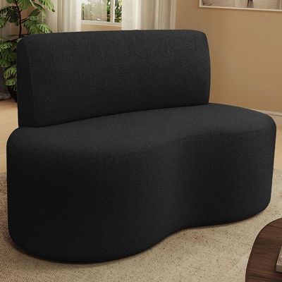 Sofá 2 Lugares Orgânico Para Sala De Estar Living Larissa L02 Bouclê Preto - Lyam Decor