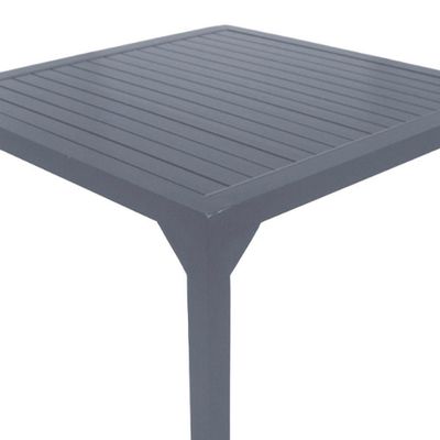 Mesa Quadrada Haiti 60cm Tampo Ripado Em Alumínio Trama Chumbo