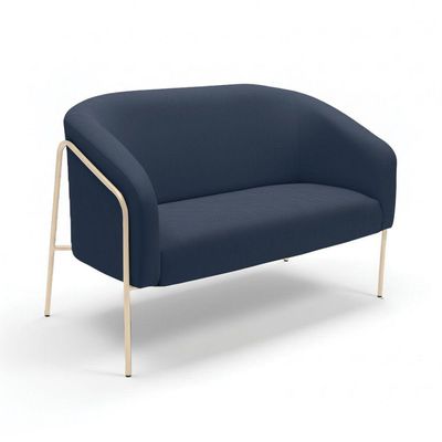 Sofá 2 Lugares Namoradeira Stella Industrial Alta Champanhe Suede D03 - D'rossi Cor Azul Marinho