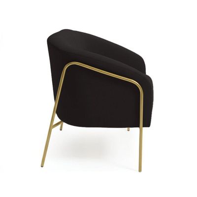 Sofá 2 Lugares Namoradeira Stella Base Industrial Alta Dourada Suede D03 - D'rossi Preto