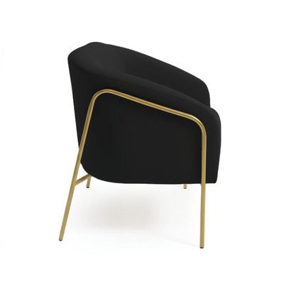 Sofá 2 Lugares Namoradeira Stella Base Industrial Alta Dourada Veludo Preto D03 - D'rossi