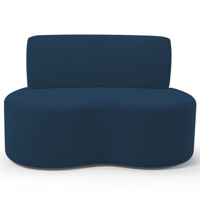 Sofá 2 Lugares Orgânico Para Sala De Estar Living Larissa L02 Suede Azul Marinho - Lyam Decor