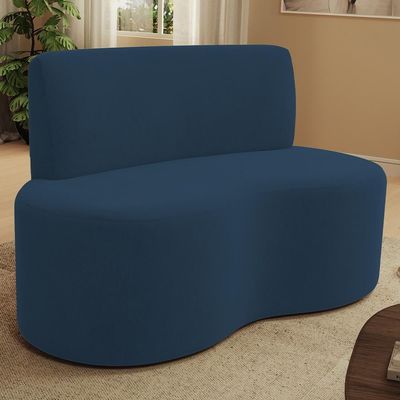 Sofá 2 Lugares Orgânico Para Sala De Estar Living Larissa L02 Suede Azul Marinho - Lyam Decor
