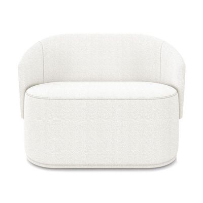 Sofá Namoradeira Com Poltrona E Puff Orgânico Sala Malu Bouclê Off White M11 - D'rossi
