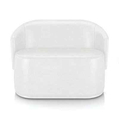 Sofá Namoradeira Com Poltrona E Puff Orgânico Sala Malu Sintético Pu Branco M11 - D'rossi