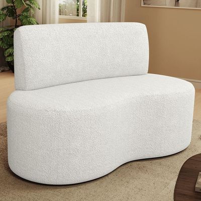 Sofá 2 Lugares Orgânico Para Sala De Estar Living Larissa L02 Bouclê Branco - Lyam Decor